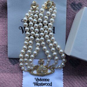 Women's Bas Relief Three-Row Embellished Necklace